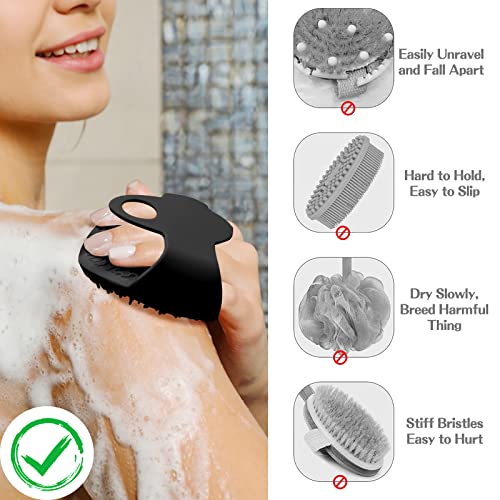 VWMYQ Silicone Body Scrubber, Upgrade Multifunction Exfoliator Body Scrubber for Effective Shower Scrubber for Body, Ergonomic Slip Handle and Easier Product Foam Silicone Body Scrubber for Men