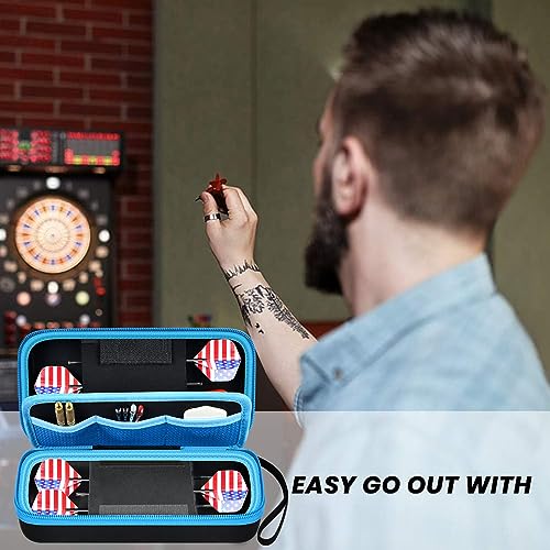 ALKOO Dart Case Holder Bag for 6 pcs Steel and Soft Tip Darts Set, Storage Organizer Holds 6 Darts and Tips, Shafts and Flights Accessories (Cases Only) (Blue, Holds 6 darts)