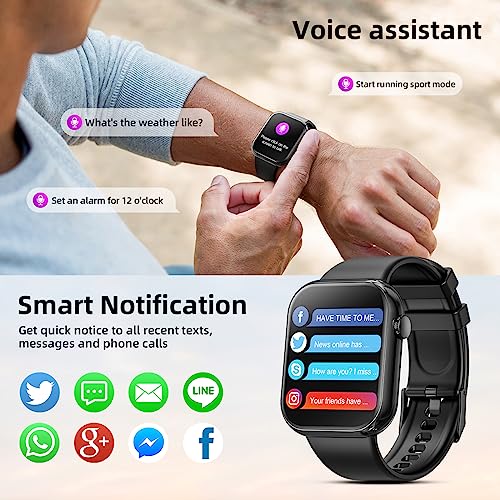 Smart Watch (Answer/Make Calls), 2024 Newest 1.85 Inch Fitness Tracker, Heart Rate/Sleep Monitor/Pedometer/Calories, Multiple Sports Modes, Waterproof Women's Men's Fitness Watch for Android iPhone