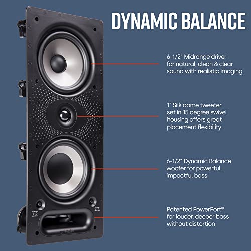 Polk Audio 265-RT 3-Way in-Wall Speaker - The Vanishing Series | Easily Fits in Ceiling/Wall | High-Performance Audio - Use in Front, Rear or as Surrounds | with Power Port & Paintable Grille - Black