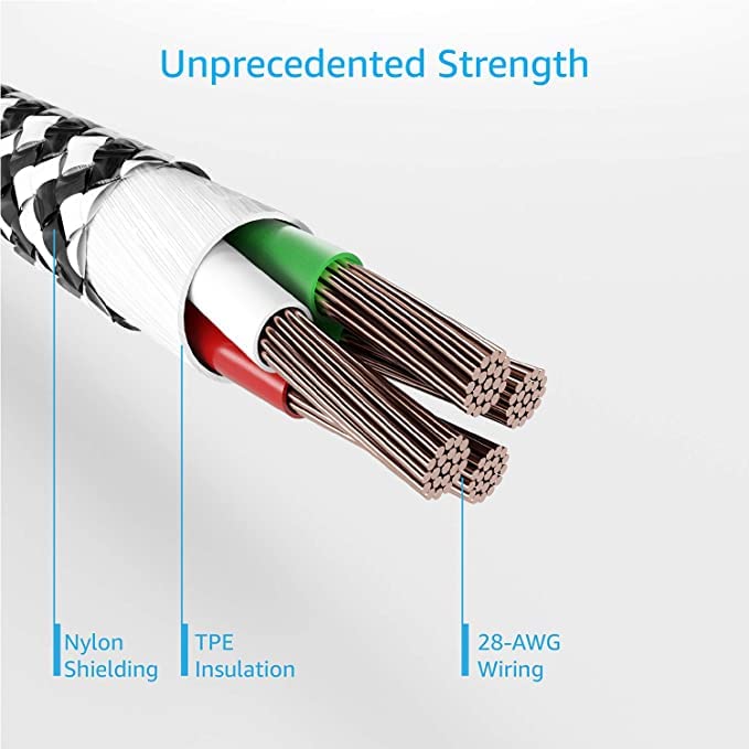 ARTTRON USB Type C & Micro USB to USB-A 2 in 1 Fast Charging Cable [1Pack 6ft]，Nylon Braided Cord，Compatible with Android Phone Charger, Samsung Galaxy S20 S10 Plus A51 A12 Note 10 9 ….