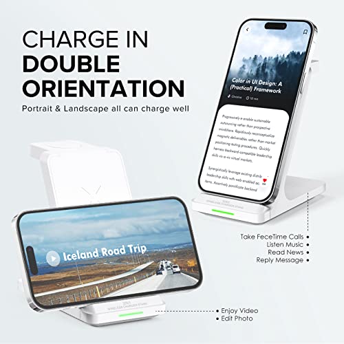 Wireless Charging Station, 3 in 1 Fast Wireless Charger Stand for Multiple Devices Apple Watch Ultra Series 9 8 7 6 SE 5 4 3 2, iPhone 15 14 13 12 11 Pro Max/Plus/Mini/X/XS/XR, Airpods Pro 2 (Black)