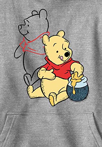 Disney Boy's Pooh Line Art Hoodie, Athletic Heather, Small