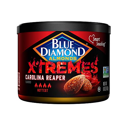 Blue Diamond Almonds XTREMES Carolina Reaper Flavored Snack Nuts, 6 Oz Resealable Cans (Pack of 1)