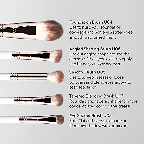 UVé Beauty Professional Bundle 11 PCs Makeup Brush Set Premium Synthetic Vegan Foundation Brush Blending Face Powder Blush Concealers Eyeshadow Brush Make up Brushes Set