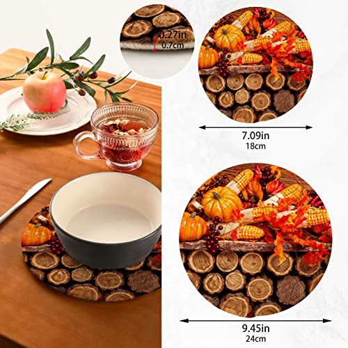 Autumn Trivets for Hot Pots Pans,Fall Pumpkins Hot Mats Pads for Kitchen Heat Resistant, Thanksgiving Decorative Counter Tops Dining Washable Pot Holder Coasters Set