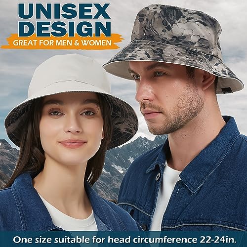 EINSKEY Reversible Camo Bucket Hat, Unisex Packable Cotton Sun Hat for Outdoor Beach Travel Golf Safari Fishing Hiking