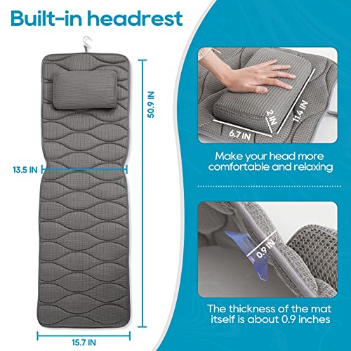 Full Body Bath Pillow, Bath Pillows for tub with Mesh Washing Bag & 21 Non-Slip Suction Cups, Spa Bathtub Pillow for Head Neck Shoulder and Back Support - 5D Air Mesh & Quick Drying | Blue