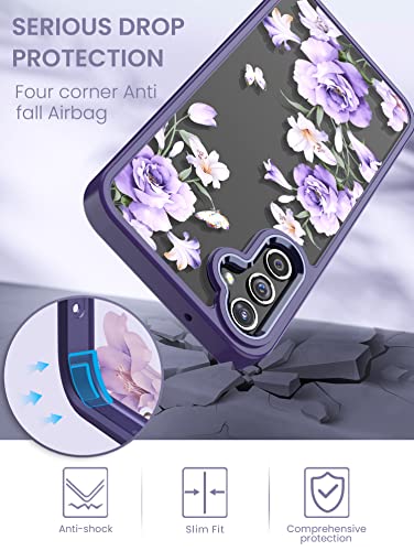 DagoRoo for Samsung Galaxy A16 5G Case+Tempered Glass Screen Protector,Military Grade Protective Slim Soft TPU+Hard PC,Girls Women Crystal Clear Flower Pattern Case Cover for Galaxy A16 5G-Daffodils