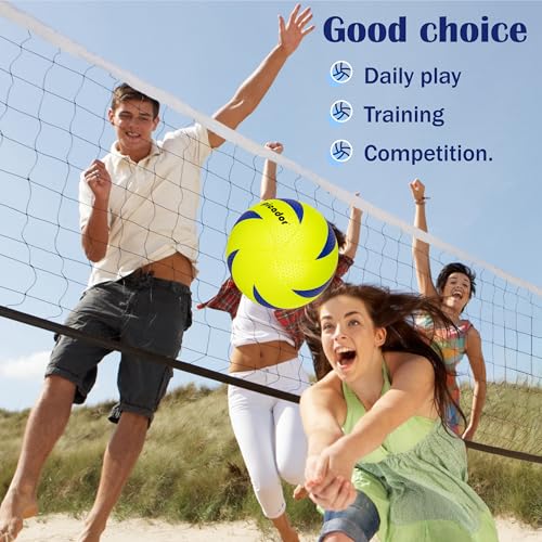 PP PICADOR Volleyball Official Size 5, PU Soft Touch Volleyballs for Youth Beginner,Indoor Outdoor Beach Volley Ball Play Training Sport (Bright Yellow & Blue)