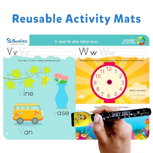 Skillmatics Educational Game - Alphabet Big and Small, Reusable Activity Mats with 2 Dry Erase Markers, Gifts for Ages 3 to 6