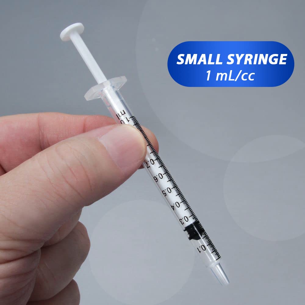 20 Pack 1ml Syringe with Cap for Liquid, 1cc Plastic Small Syringes with Cover, Non-Sterile, No Needle