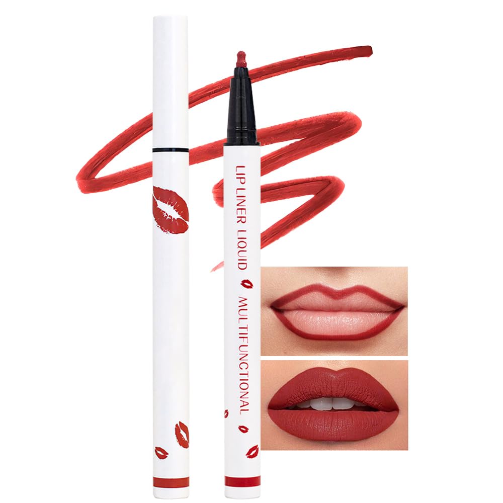 Kaely Dark Red Matte Lip Tint Stain Marker Pen,2in1 Liquid Lipstick & Lip Liner Pencil,Long Lasting Waterproof 24 Hour Lip gloss for Women,tinta para labios labiales mate 24 horas originales,01