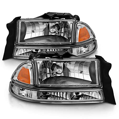 AmeriLite Chrome Replacement Headlights Corner/Parking Sets For Dodge Dakota/Durango Driver and Passenger Side