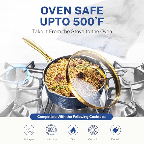 Granitestone 8 Inch Non Stick Frying Pans Nonstick Frying Pan Skillet Nonstick Pan, Non Stick Pan, Induction Pan, Kitchen Pans, Cooking Pan, Ceramic Pan for Cooking, Dishwasher Safe, Navy Blue