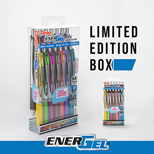 Pentel EnerGel RTX True Colors United (0.7mm) Medium Line, Assorted Ink, 20 Pack Box (BL77PC20MTCU)