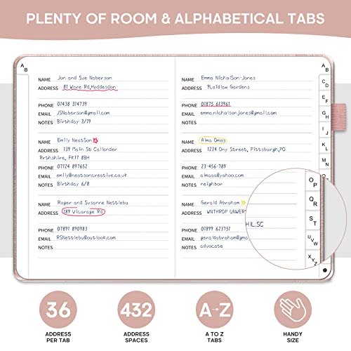 Taja Address Book with Alphabetical Tabs,Hardcover Address Book Large Print for Record Contacts, Small Address Book to Store All Your Important Informations in One Place - Aquamarine