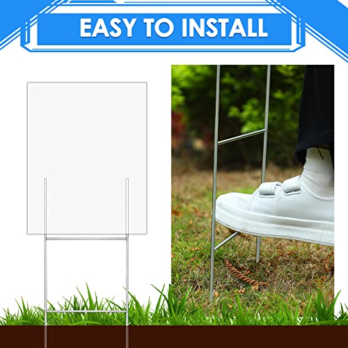 12 Pcs H Stakes for Yard Signs 16.5'' x 7'' Heavy Duty Metal H Frame Wire Stakes Weatherproof Metal Holder for 4mm 5mm Corrugated Signs Guidepost Yard Halloween Decoration