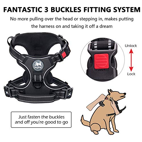 PoyPet No Pull Dog Harness, No Choke Reflective Dog Vest, Adjustable Pet Harnesses with Easy Control Padded Handle for Small Medium Large Dogs(Tumalo Teal,S)