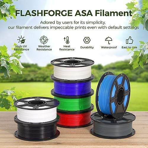 FLASHFORGE ASA Filament 1.75mm Sparkle Sky Blue, 3D Printer Filament 1kg (2.2lbs) Spool-Dimensional Accuracy +/- 0.02mm, 3D Printing Filament Durable, High UV-Resistant, Ideal for Outdoor Applications
