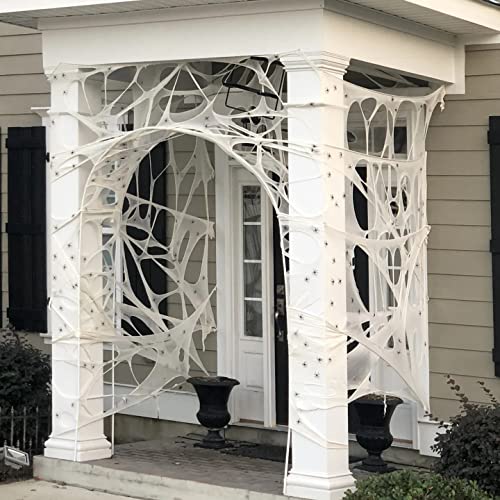 DAZONGE Spider Webs Halloween Decorations, Stretchy Beef Netting Halloween Spider Web, Spooky Spider Web Decorations for Halloween Party, Haunted House