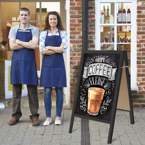 TEAKMAMA Extra Large Wooden 40x22 Chalkboard, Double-Sided Sidewalk A Frame Chalkboard Sign, Sturdy Sandwich Board for Restaurant, Business or Wedding,Black