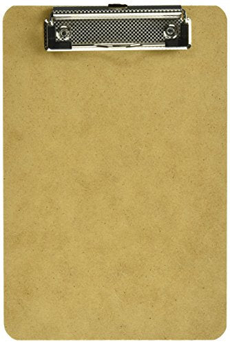 Saunders US-Works 05510 Recycled Hardboard Clipboard - Brown, Memo Size Writing Board with Low Profile Clip