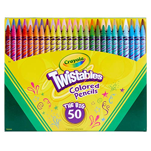 Crayola Twistables Colored Pencil Set (50ct), No Sharpen Colored Pencils For Kids, Kids Art Supplies for Back to School, 4+ [Amazon Exclusive]