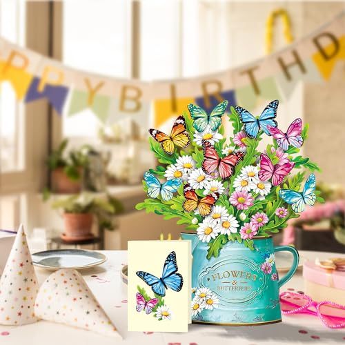 Airpark Pop Up Flower Cards, Succulent Plants, 12inch Forever Flower Bouquet 3D Popup Greeting Cards with Blank Note Card and Envelope for Birthday, Mother's Day, Holiday Decorations