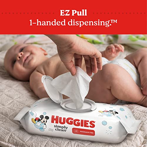 Huggies Simply Clean Fragrance-Free Baby Wipes, Unscented Diaper Wipes, 64 Count(Pack of 11) (704 Wipes Total)