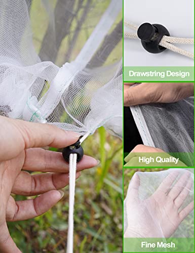 wohohoho 5 Packs Garden Plants Fruits Blueberry Protection Netting Cover Bags with Drawstring, 3.3Ft x 2.6Ft Fruit Tree Plant Netting to Prevent Blueberry Tomato Fruits Plants from Squirrel Bird Deer