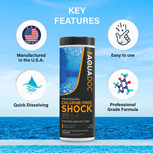 Non-Chlorine Spa Shock for Hot tub - Chlorine Free Tub Treatment & Enhanced to Assist Bromine Suitable Oxidizer Oxidizing by AquaDoc