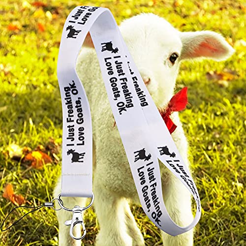 LQRI Goat Farmer Gifts Goat Lanyard ID Holder Keychain Clip I Just Freaking Love Goats OK Holder Funny Goats Lovers Gift Pet Goat Gift Crazy Goat Lady Gift(lanyard)