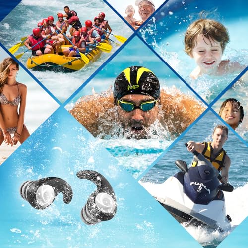 Waterproof Swimming Ear Plugs for Kids - 2 Pairs of Reusable Soft Silicone Swim Earplugs,Ear Protection for Children (4-12 Years Old) - Ideal for Surfing, Diving, Pool, Showering, and Water Sports