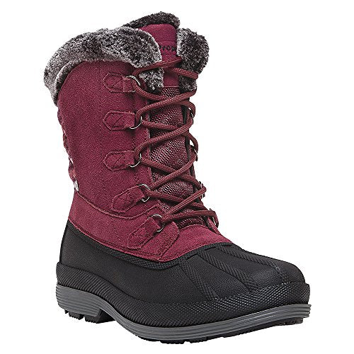 Propét Women's Lumi Tall Lace Snow Boot, Black/White, 7.5 Medium US