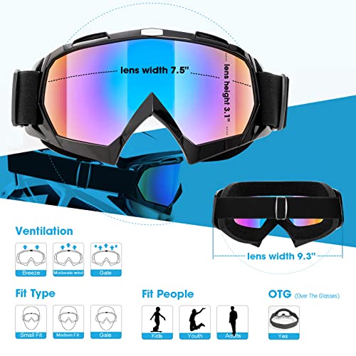 MAMBAOUT Adult Dirt Bike Goggles, 2-Pack ATV Motorcycle Goggles for Men & Women, Wide Vision Riding Off-Road Goggles