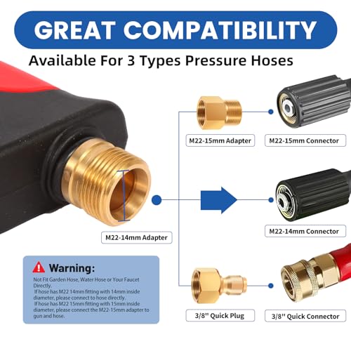 DUSICHIN Foam Cannon Short Pressure Washer Gun 1/4 Inch Quick Connector,Car Wash Foam Gun with 5 Pressure Washer Nozzle Tips 3/8'' Swivel Quick Connector,Additional Orifice Nozzle 1.04mm Car Washing