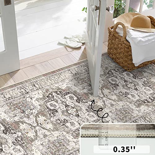 YOUFORTONG Runners for Hallways Soft Kitchen Rug Non Slip Rug Runner with Rubber Backing for Bathroom Washable Non Shedding Farmhouse Runner Rug (Beige, 2X7)