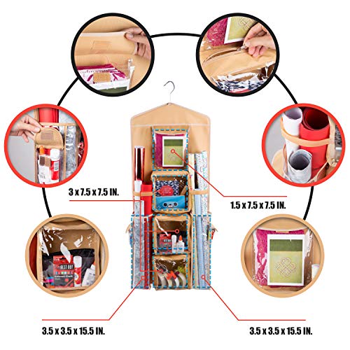Regal Bazaar Double-Sided Hanging Gift Bag and Gift Wrap Organizer (Beige)
