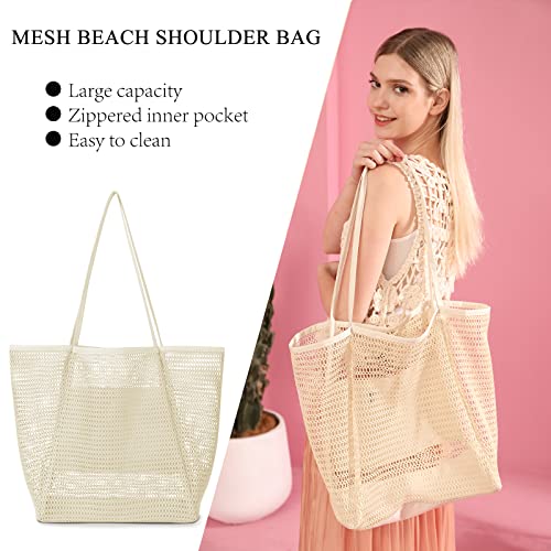 Iioscre Mesh Beach Tote Bags for Womens,Large Causal Beach Hobo Bags for Beach Swimming Pools Beach Essentials