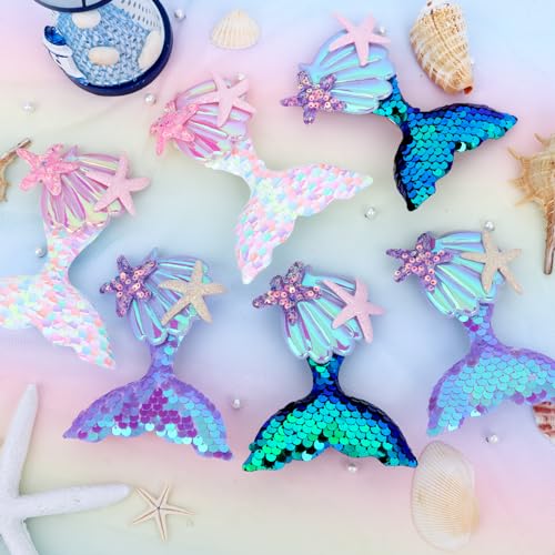 Casoty 6 Pcs Mermaid Hair Clips, Hair Clips for Women Girls, Seashell Hair Accessories, Mermaid Accessories for Daily Wear Birthday Party Gifts