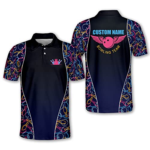 LASFOUR Custom Bowling Shirts with Name, Personalized Bowling Jerseys for Men Short Sleeve, Bowling Team Shirts for Men and Women (Pattern01)