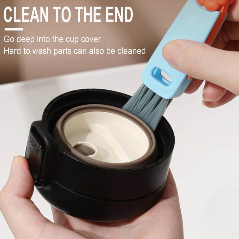 3 in 1 Cup Lid Cleaning Brush, 2024 New Crevice Cleaning Brush Set for Baby Bottle Gap Tight Spaces Cup, 3 in 1 Multifunctional Cleaning Brush Portable Cup Lid Cleaner with Brush(E)