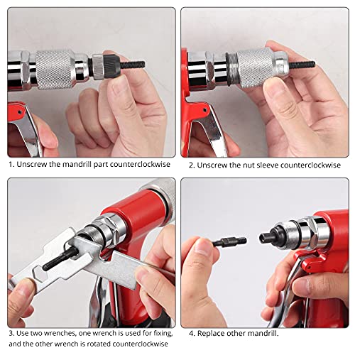 Proster Heavy Duty Pneumatic Rivet Nut Gun with 100Pcs Nut 5PCS Metric Mandrels M4 M5 M6 M8 M10 Capacity Pop Rivet Nut Gun for Body Panels Bicycle Attachments Furniture and Decorations