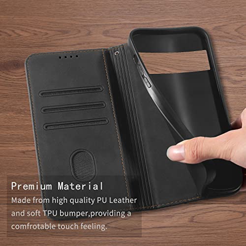 Wallet Case for Google Pixel 8 6.2 inch 2023 - [Strong Magnetic] PU Leather Folio Flip Case with Card Holder Kickstand Protective Phone Cover - Black