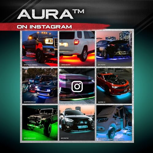 OPT7 Aura Pro Aluminum Underglow for Car Truck RV, Bluetooth APP Exterior Underbody Lighting Kit, Multi-Color Mode, Waterproof, Soundsync, Door Assist, iOS/Android Enable, Universal Fit, 4 PCS LED Bar