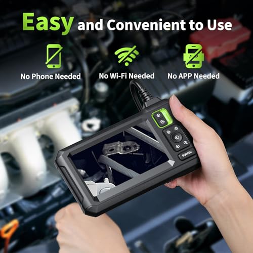Endoscope Camera with Light, 4.3" Inspection Camera, 1920P HD Borescope Camera with 8 LED Lights, IP67 Waterproof Snake Sewer Camera, 16.4FT Semi-Rigid Cord Drain Pipe Camera Cool Gadgets Tool