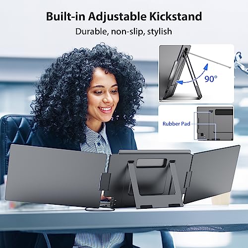 KYY Laptop Screen Extender, 14'' FHD 1080P USB-C Portable Monitor, IPS Computer Display, Dual Monitor for Triple Screen, Monitor for 12"-16" Laptop (Mac, Wins, Android)