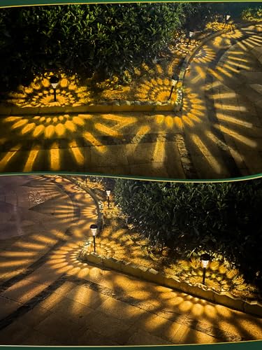 ROOR Ultra Bright Solar Lights 4 Pack, Outdoor Solar Pathway Lights, Warm White Yard Lights, IP67 Waterproof LED Garden Lights for Path Backyard Christmas Lawn Landscape Decorative