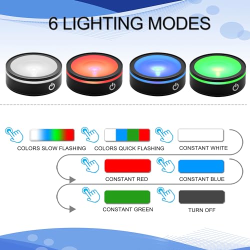 IFOLAINA LED Light Base Lighted Stand Display for Crystal Glass Ball Glass Art Tumbler RGB Multicolor Lighting Round Black Pedestal - Concave